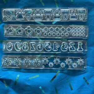 Windsor Cake Molds 4 Fondant Flowers Numbers Purses Clear Acrylic Reusable Trays